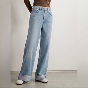AGOLDE Wide Leg Jeans Dame High Rise Cuffed Jeans Light Wash Size 33